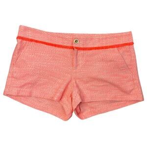 Lilly Pulitzer Walsh Short Papaya Tweed Shorts Size 10 Pink Orange Fringe Trim
